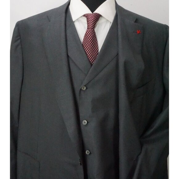 Isaia Sanita Gray 130s Wool 3 Pc Suit Jacket Vest Pants Sz 50R BRAND NEW BIG GUY